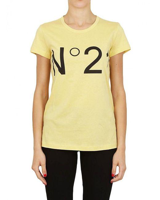 Yellow N Logo - N°21 Logo Print T Shirt In Yellow 6.993006993006986%