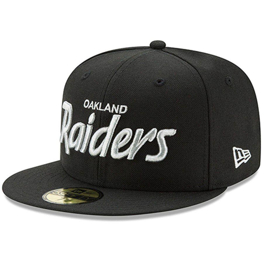 New Era Cap Logo - Men's Oakland Raiders New Era Black Script Logo Omaha 59FIFTY Fitted Hat