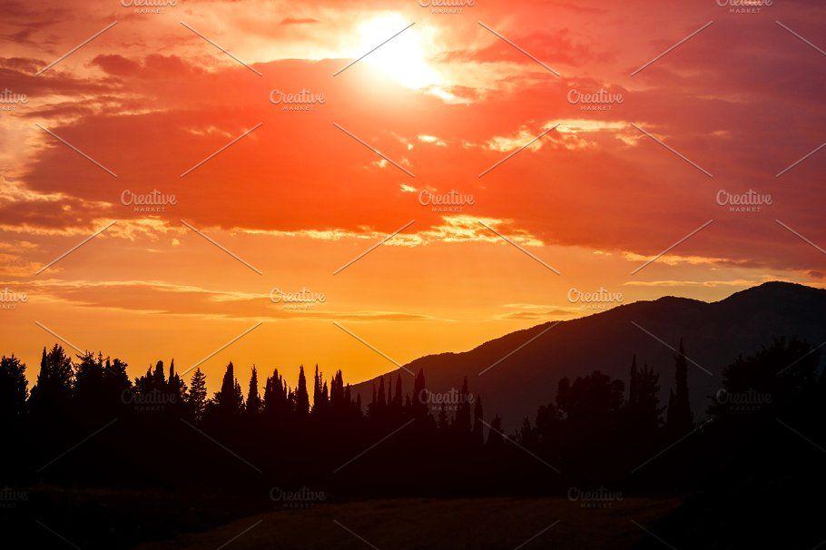 Orange Sun Behind Mountain Logo - Orange Sun Setting Behind the Mountains ~ Nature Photos ~ Creative ...