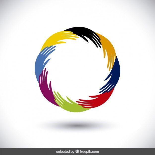 Hands Circle Logo - Hands silhouettes put in circular form Vector