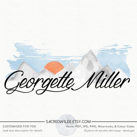 Orange Sun Behind Mountain Logo - Mountain Logo Design Mountain Range logo Mountain and sun | Etsy