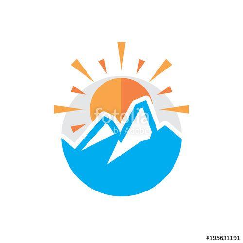 Orange Sun Behind Mountain Logo - Sun Mountain Logo Icon Design Stock Image And Royalty Free Vector