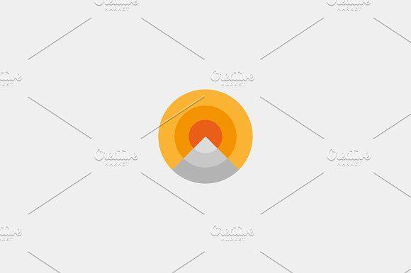 Orange Sun Behind Mountain Logo - Mountain sun sky vector icon logo ~ Logo Templates ~ Creative Market