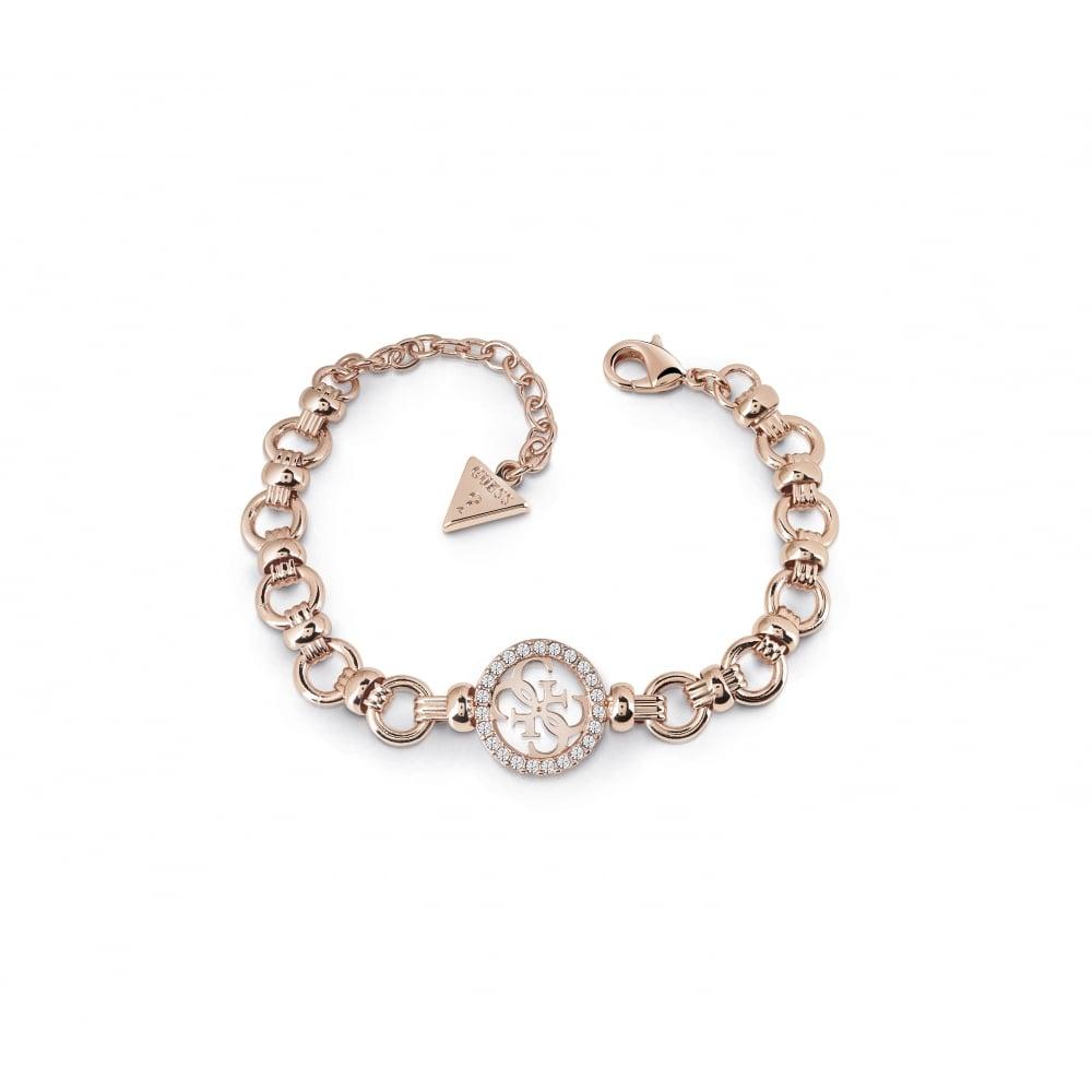 Guess G Logo - Guess Rose Gold Plated Pave Four G Logo Chain Bracelet UBB85137 L