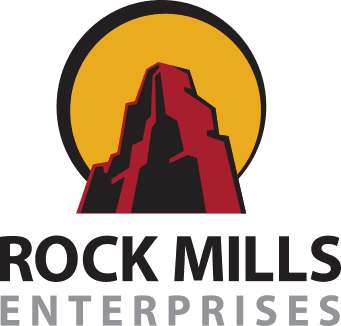 Orange Sun Behind Mountain Logo - Home. Rock Mills Enterprises