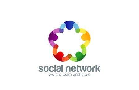 Hands Circle Logo - Social network Logo design vector template with abstract characters ...