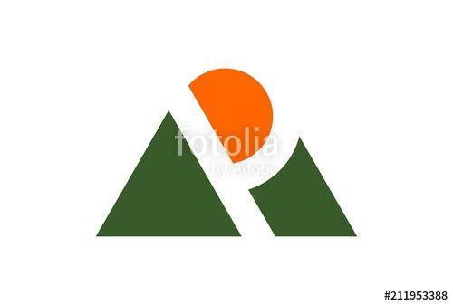 Orange Sun Behind Mountain Logo - letter p mountain sun logo icon