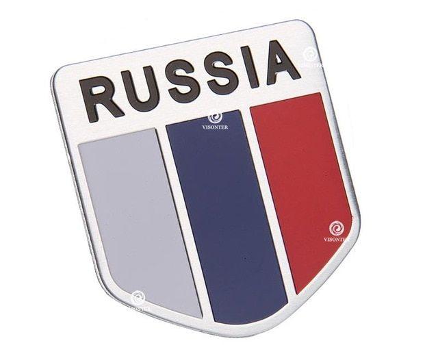 Russian Car Logo - Automobiles Russia car sticker 3D flag logo, Russian flag sticker