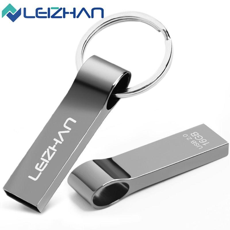 Silver U Logo - LEIZHAN Waterproof USB Flash Drive 64G Silver U Stick 32G Pendrive