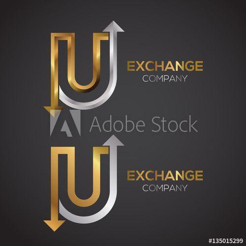 Silver U Logo - Letter U logo design template Gold and Silver color. Arrow creative ...