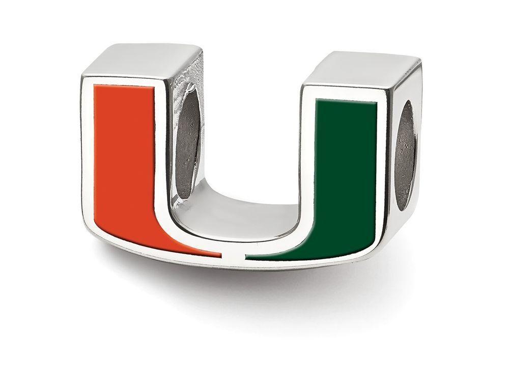 Silver U Logo - LogoArt Sterling Silver University Of Miami U Enameled Logo Bead ...
