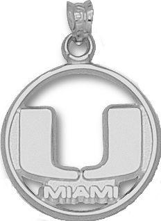 Silver U Logo - Miami Hurricanes 3 4 U Logo Circle Sterling Silver Charm Pendant