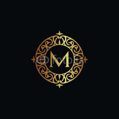 Old M Logo - Vintage old style logo icon golden. Royal hotel, Premium boutique