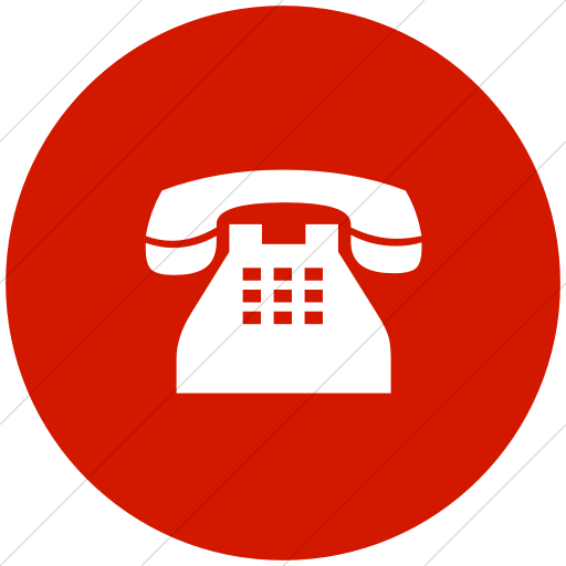 Red Telephone Logo - IconsETC » Flat circle white on red classica traditional telephone icon