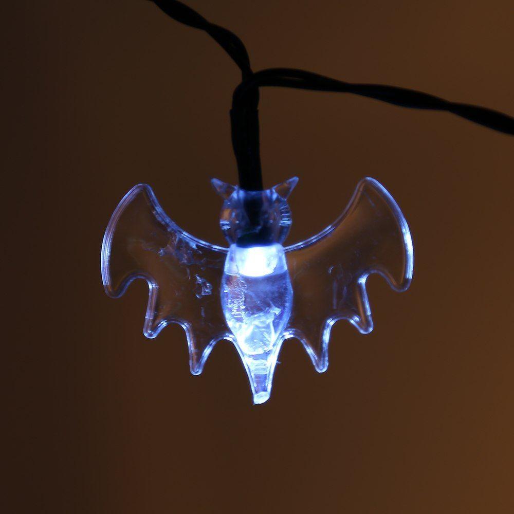 Solar Bat Logo - LED Solar Bat String Lamp 4M 20LED Halloween Bats Party For ...