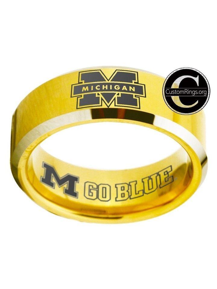 Black Yellow Ring Logo - Michigan Wolverines Ring, Michigan Go Blue logo gold and black ring
