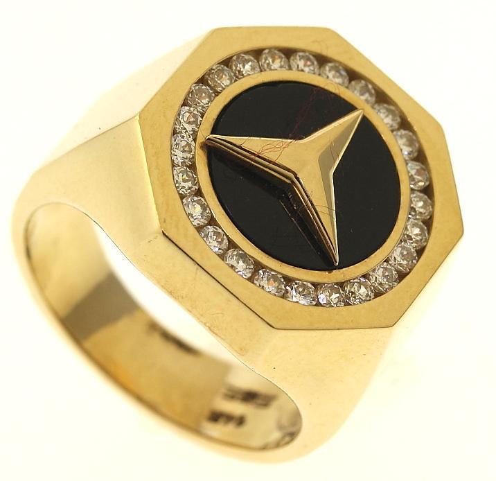 Black Yellow Ring Logo - 11.3 Gram 14kt Yellow Gold Mercedes Benz Logo Ring With Black And ...