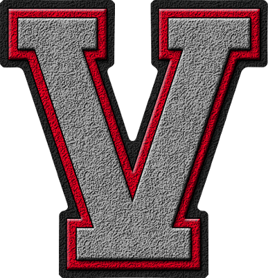 Red Letter V Logo - Presentation Alphabets: Silver & Red Varsity Letter V