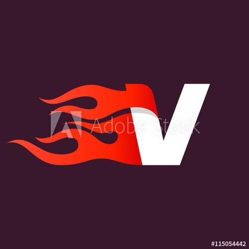 Red Letter V Logo - Fast fire letter V logo on dark. this stock vector and explore