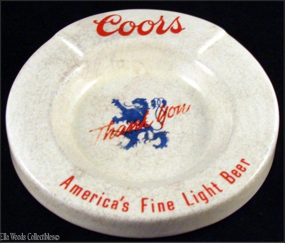 Coors Lion Logo - RARE 6 5 8 VTG Coors Beer Advertising Pottery Tip Tray Ashtray Lion