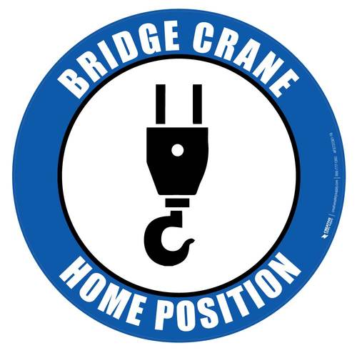 Crane in Circle Logo - Bridge Crane Home Position - Floor Sign | Creative Safety Supply