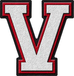 Red Letter V Logo - Presentation Alphabets: White & Cardinal Red Varsity Letter V