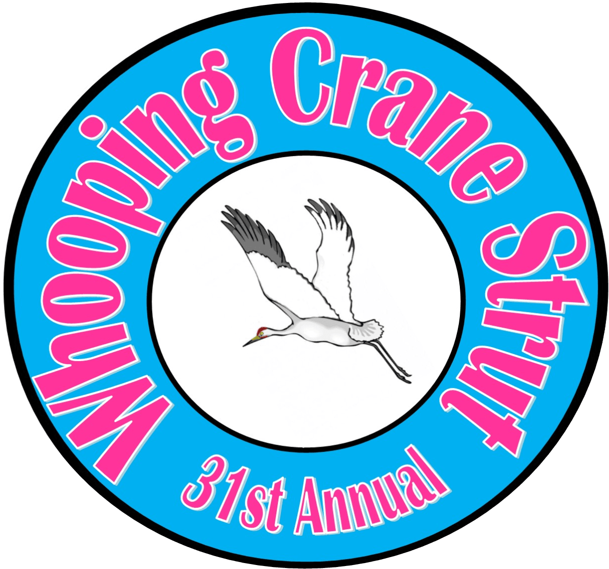 Crane in Circle Logo - 31st Annual Whooping Crane Strut | Rockport, TX - Official Website