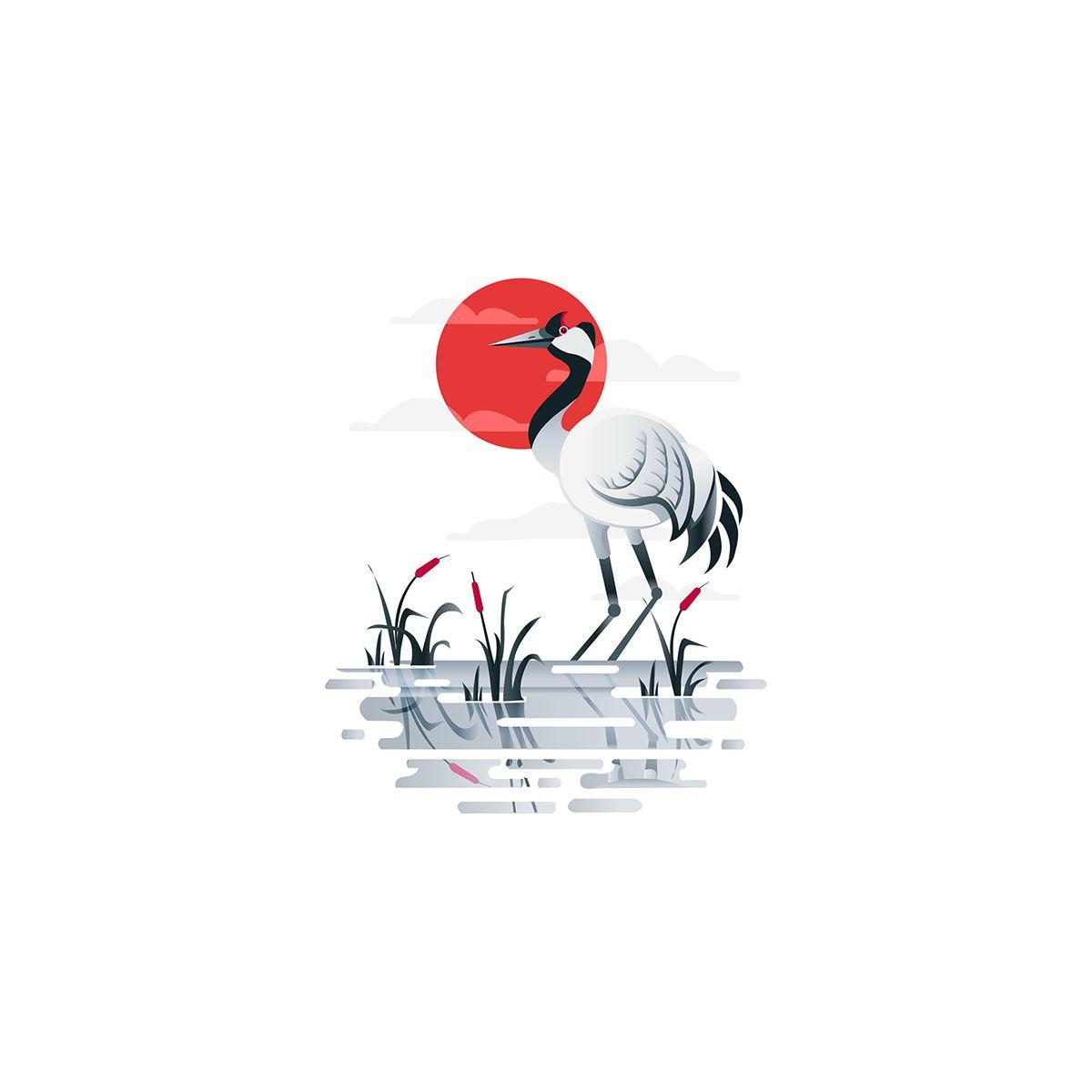 Crane in Circle Logo - Crane Illustration - Personal Project on Behance