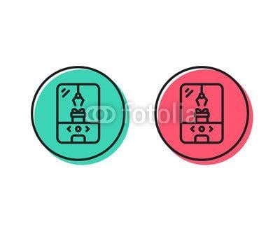 Crane in Circle Logo - Crane claw machine line icon. Amusement park sign. Carousels symbol ...