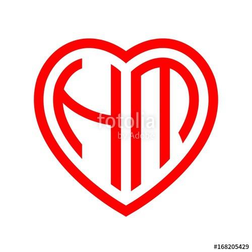 HM Logo - initial letters logo hm red monogram heart love shape