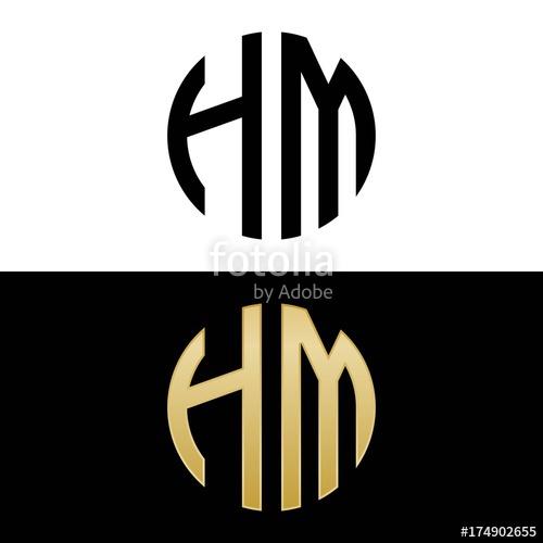 HM Logo - hm initial logo circle shape vector black and gold