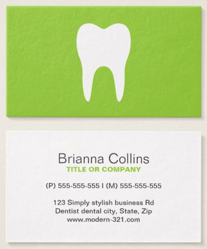 Lime Green M Logo - White tooth lime green minimalist dentist dental business card