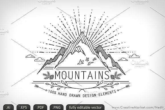 Mountain Hand Drawn Logo - Mountains Handdrawn Doodle Vector ~ Illustrations ~ Creative Market