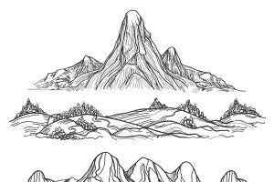 Mountain Hand Drawn Logo - Hand Drawn Mountains Pack Illustrations Creative Market