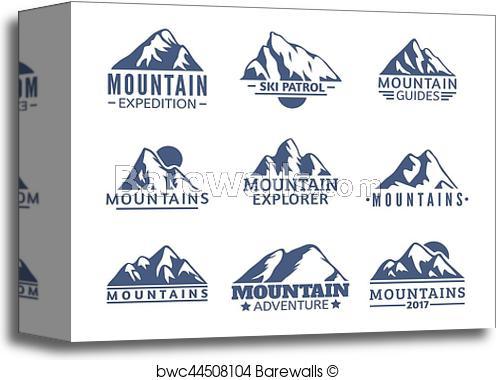 Mountain Hand Drawn Logo - Canvas Print of Hand drawn Mountains Logo set. Ski Resort vector ...