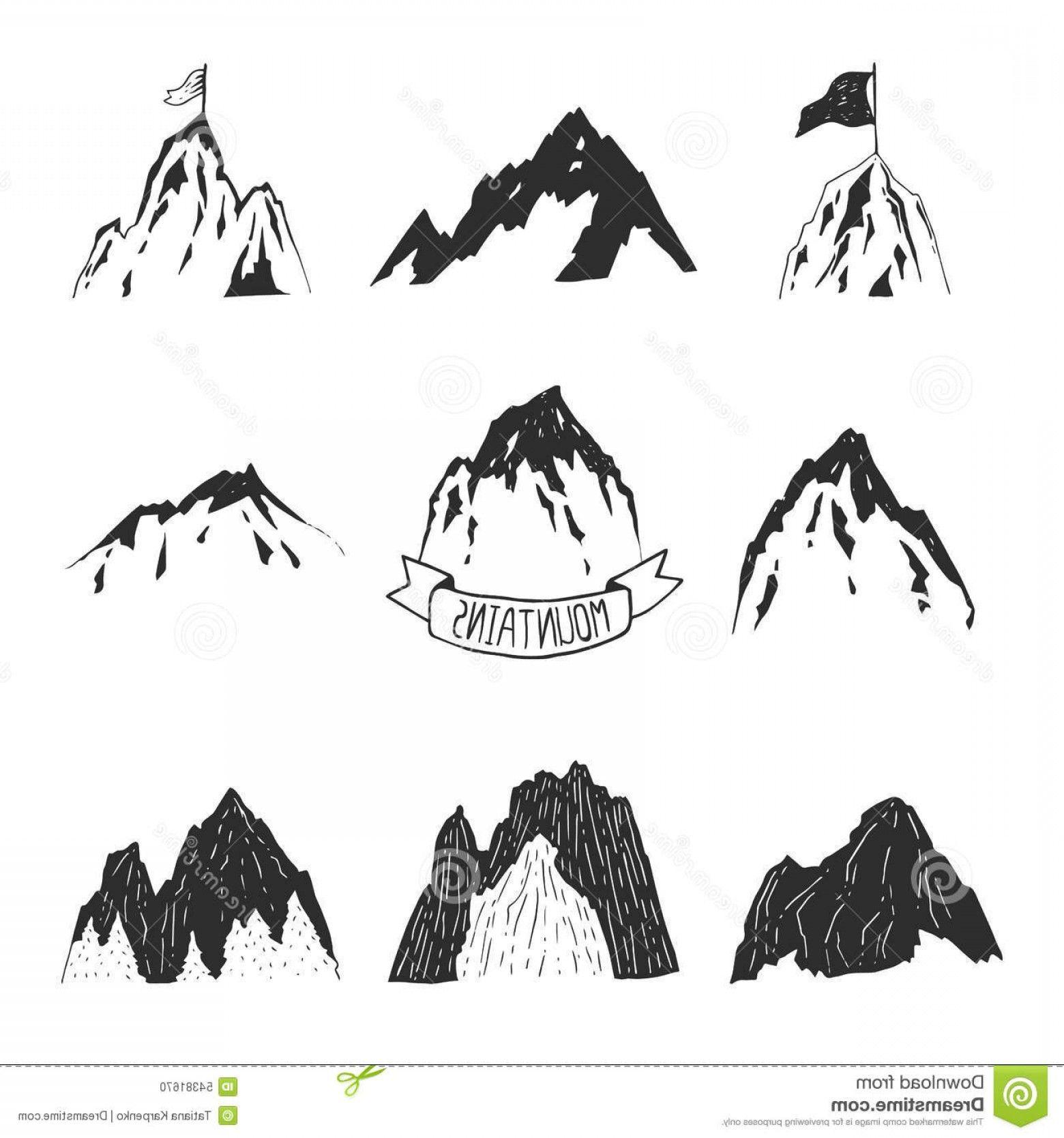 Mountain Hand Drawn Logo - Stock Illustration Mountains Vector Collection Hand Drawn Mountain ...