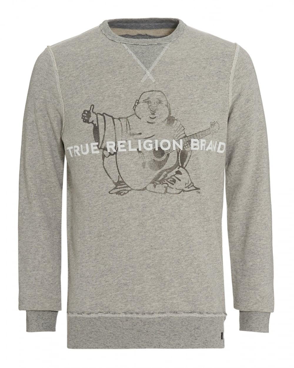 True Religion Brand Jeans Logo - True Religion Jeans Mens Sweatshirt Grey True Religion Buddha Logo