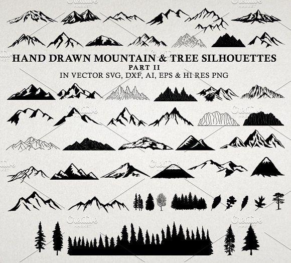 Mountain Hand Drawn Logo - Hand Drawn Mountains and Trees 2 Illustrations Creative Market
