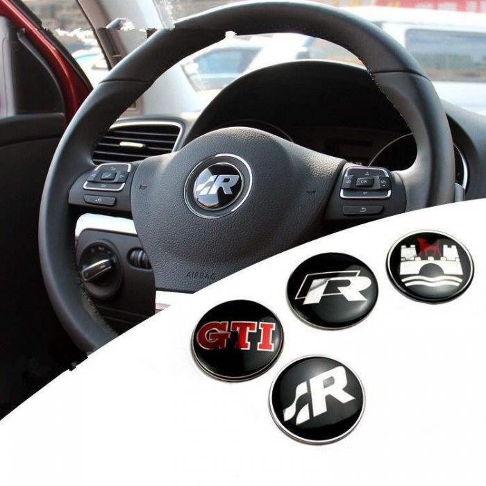 VW Wolfsburg and Logo - GTI Wolfsburg R logo Steering Wheel Badge Emblem Sticker For VW Golf