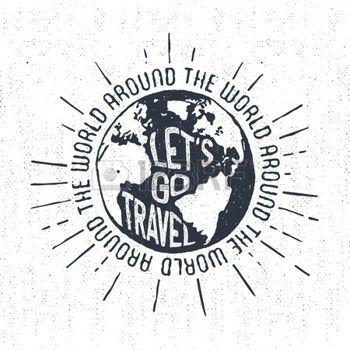 Vintage Globe Logo - travel logo: Hand drawn textured vintage label, retro badge