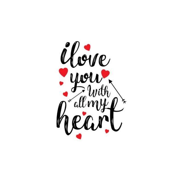 Love Your Heart Logo - I Love You With All My Heart Typographic, Text, Type, Typography PNG ...