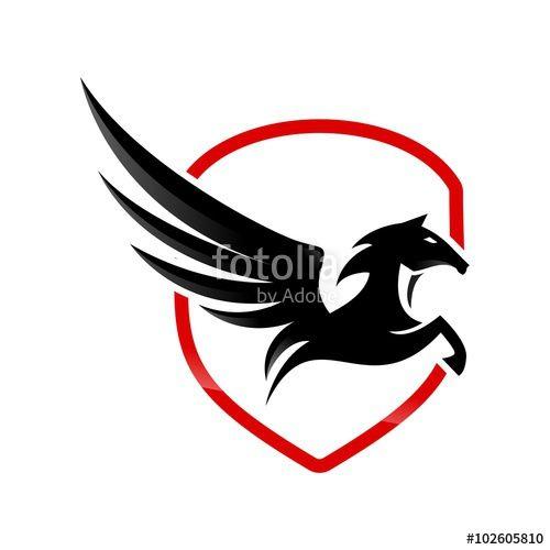 Black Pegasus Logo - Black Pegasus Shield Horse Flying Stock Image And Royalty Free