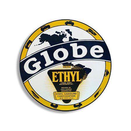 Vintage Globe Logo - Round Vintage GLOBE Ethyl Gas Sticker (gasoline logo old rat rod ...
