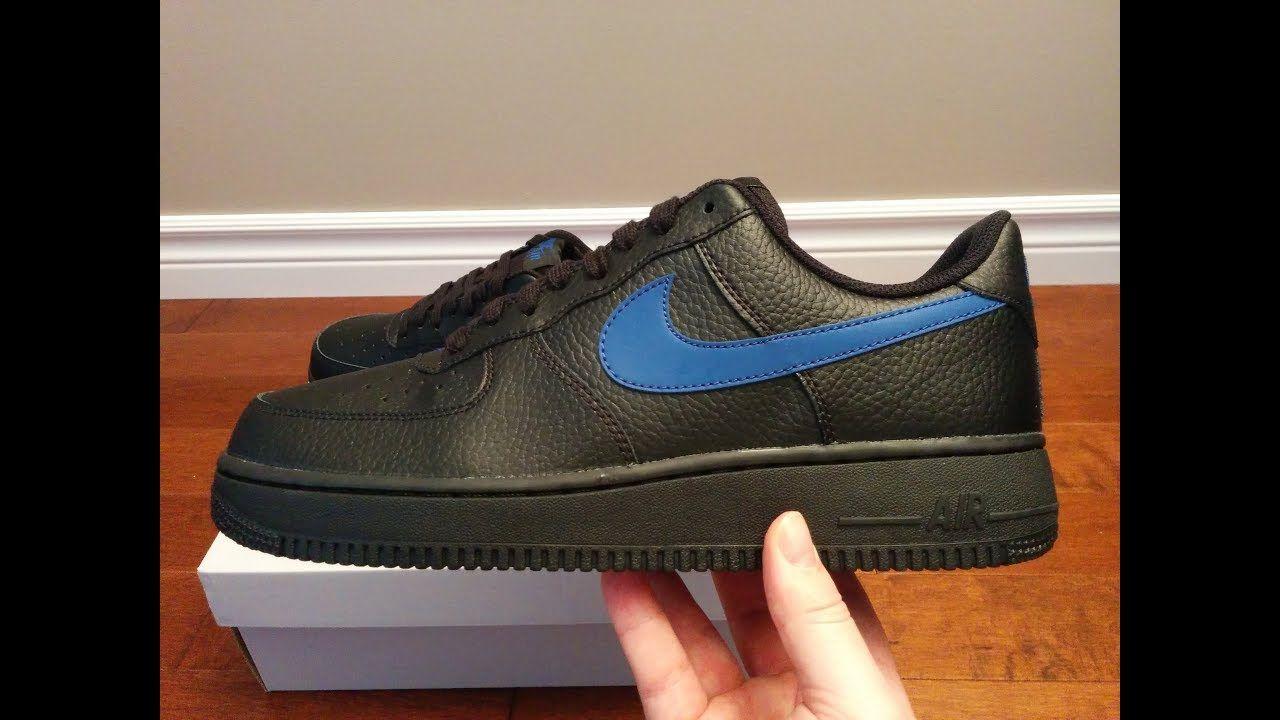 Black Blue Air Force Logo - Nike Air Force 1 Low Leather Pack Black/ Gym Blue