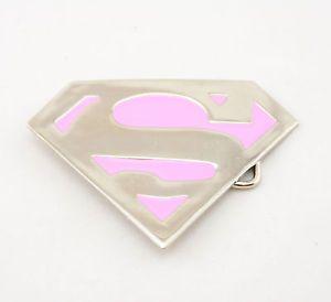 Chrome Superman Logo - Chrome Pink Superman Logo Metal Belt Buckle