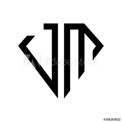 Black and White Diamond Shape Logo - initial letters logo jm black monogram diamond pentagon shape
