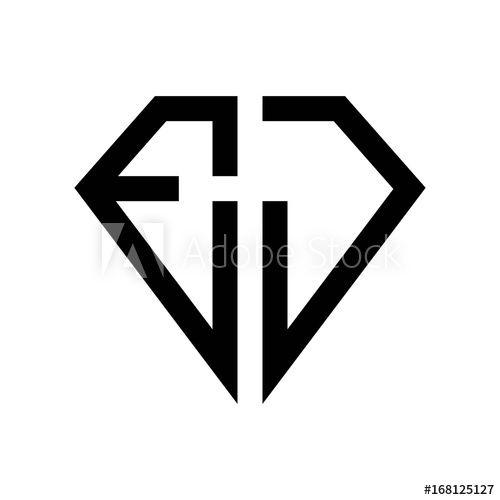Black and White Diamond Shape Logo - initial letters logo ej black monogram diamond pentagon shape