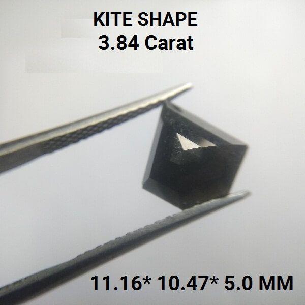 Black and White Diamond Shape Logo - Buy Online 84 Carat Geometric Kite Loose Black Rustic Diamond At