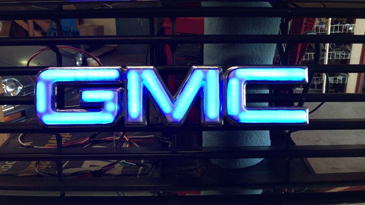 Yellow GMC Logo - Lighted GMC front emblem - YouTube