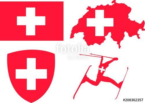 Switzerland Logo - Switzerland flag vector icons and logo design elements with the ...